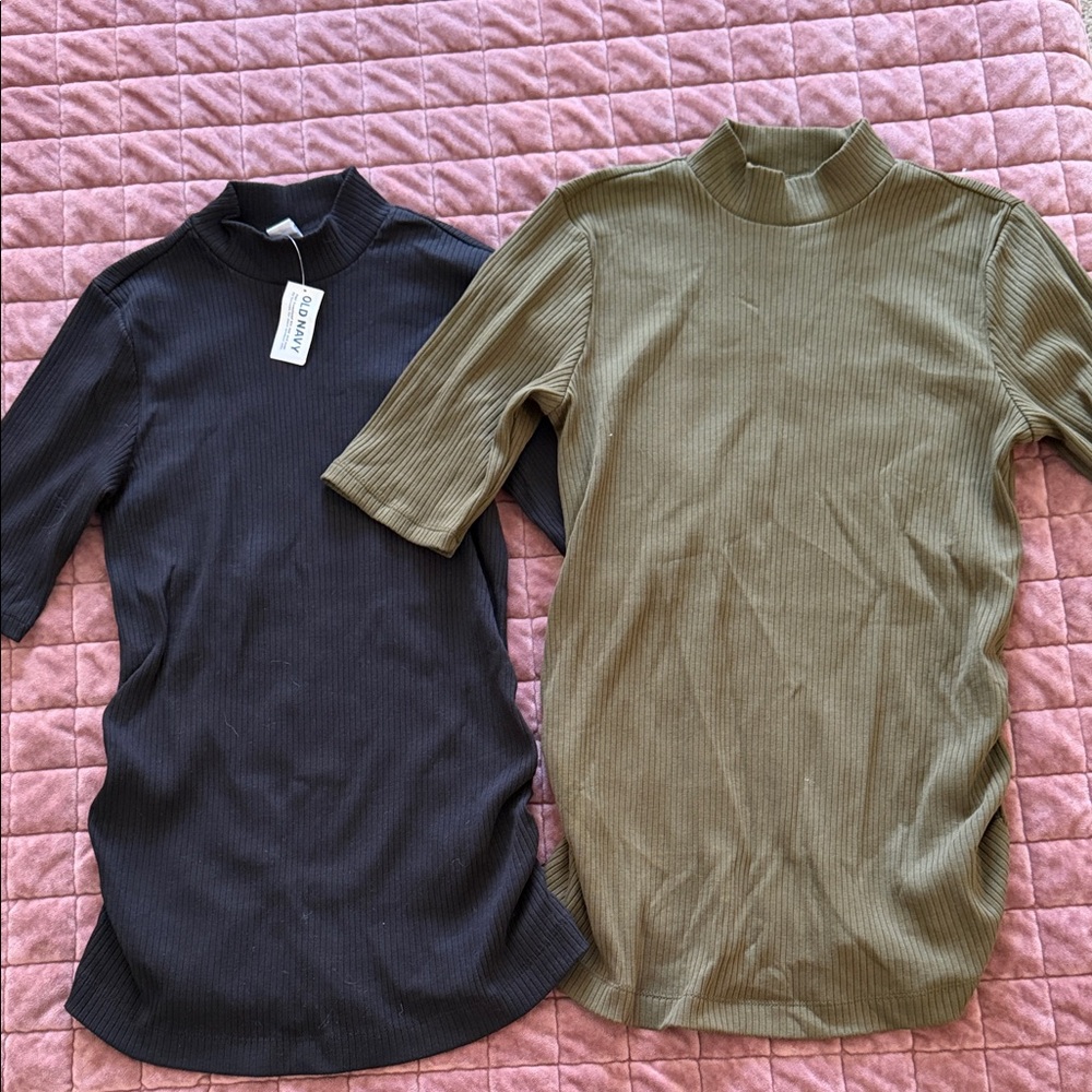 Maternity Ribbed Mock Neck Shirt Small and Medium
